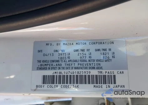 2013 Mazda Mazda3 I Sport from USA, damaged, VIN JM1BL1U74D1825939